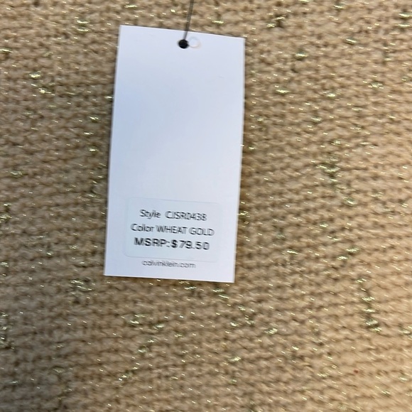 Calvin Klein Crewneck Sweater Metallic Gold Wheat Pullover NWT Sz Small - Picture 6 of 8